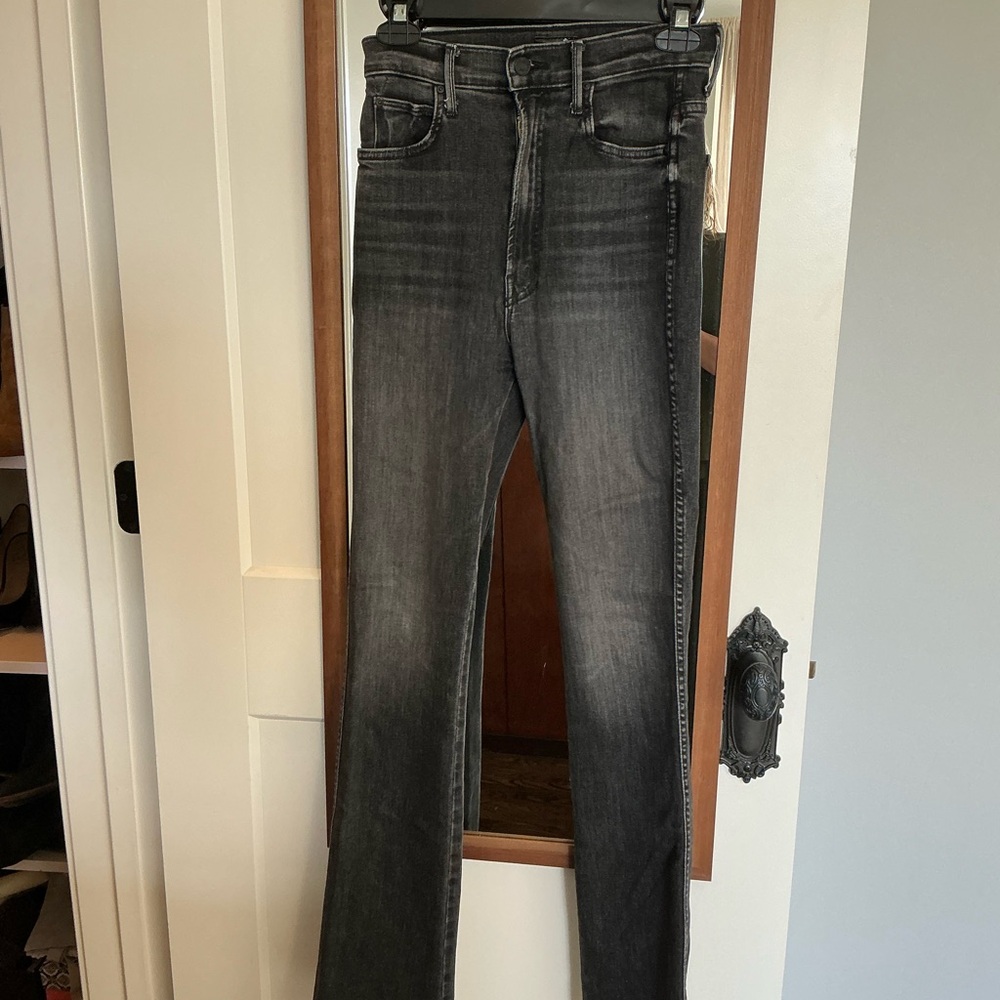 MOTHER High-Waisted Black Denim Jeans smokin double heel